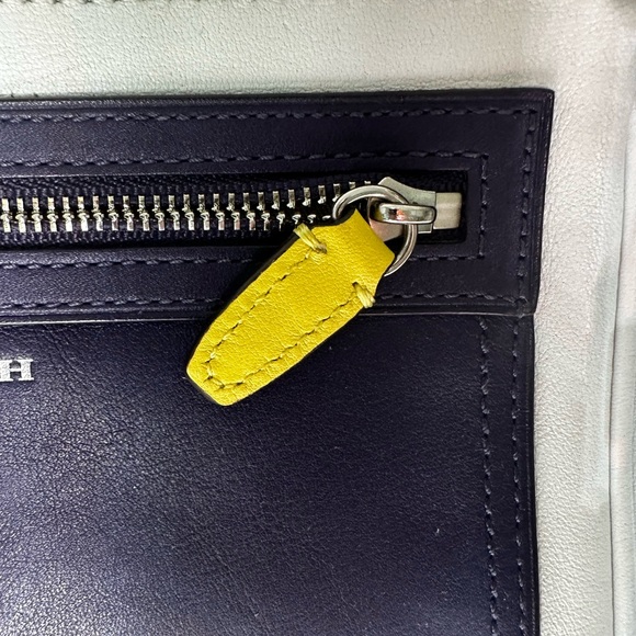 Coach Legacy Eggplant and Ivory Wristlet with Yellow Accent - Picture 2 of 16